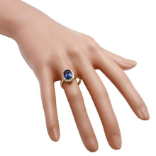 Load image into Gallery viewer, 3.50 Carats Natural Very Nice Looking Tanzanite and Diamond 14K Solid Yellow Gold Ring