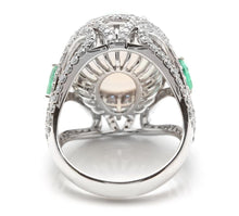 Load image into Gallery viewer, 8.00 Carats Natural Impressive Opal, Sapphire, Emerald and Diamond 14K Solid White Gold Ring