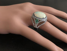 Load image into Gallery viewer, 8.00 Carats Natural Impressive Opal, Sapphire, Emerald and Diamond 14K Solid White Gold Ring