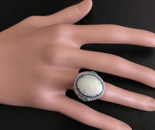 Load image into Gallery viewer, 8.00 Carats Natural Impressive Opal, Sapphire, Emerald and Diamond 14K Solid White Gold Ring