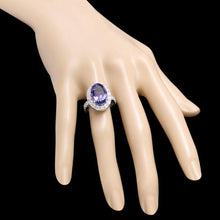 Load image into Gallery viewer, 9.80 Carats Natural Tanzanite and Diamond 14k Solid White Gold Ring
