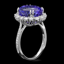 Load image into Gallery viewer, 5.90 Carats Natural Tanzanite and Diamond 18k Solid White Gold Ring