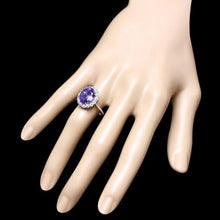 Load image into Gallery viewer, 5.90 Carats Natural Tanzanite and Diamond 18k Solid White Gold Ring