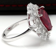 Load image into Gallery viewer, 7.90 Carats Impressive Natural Red Ruby and Diamond 14K White Gold Ring