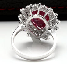 Load image into Gallery viewer, 7.90 Carats Impressive Natural Red Ruby and Diamond 14K White Gold Ring