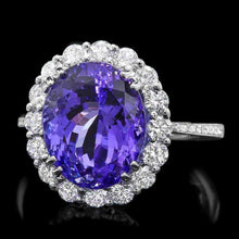Load image into Gallery viewer, 5.90 Carats Natural Tanzanite and Diamond 18k Solid White Gold Ring