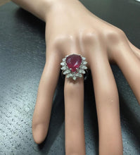 Load image into Gallery viewer, 7.90 Carats Impressive Natural Red Ruby and Diamond 14K White Gold Ring