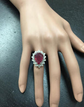 Load image into Gallery viewer, 7.90 Carats Impressive Natural Red Ruby and Diamond 14K White Gold Ring