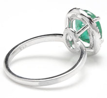 Load image into Gallery viewer, 3.30 Carats Natural Emerald and Diamond 14K Solid White Gold Ring