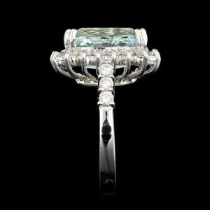 6.30 Carats Natural Aquamarine and Diamond 14K White Gold Ring