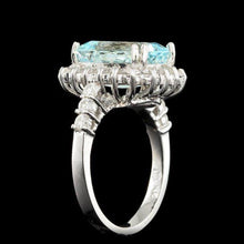 Load image into Gallery viewer, 6.30 Carats Natural Aquamarine and Diamond 14K White Gold Ring