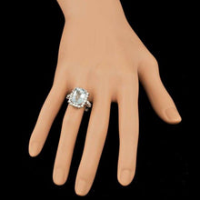 Load image into Gallery viewer, 6.30 Carats Natural Aquamarine and Diamond 14K White Gold Ring