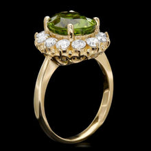 Load image into Gallery viewer, 5.35 Carats Natural Peridot and Diamond 14k Solid Yellow Gold Ring