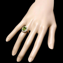 Load image into Gallery viewer, 5.35 Carats Natural Peridot and Diamond 14k Solid Yellow Gold Ring