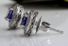 Load image into Gallery viewer, Exquisite 2.45 Carats Natural Tanzanite and Diamond 14K Solid White Gold Stud Earrings