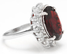 Load image into Gallery viewer, 11.05 Carats Impressive Red Garnet and Natural Diamond 14K White Gold Ring