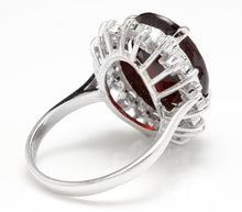 Load image into Gallery viewer, 11.05 Carats Impressive Red Garnet and Natural Diamond 14K White Gold Ring