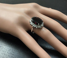 Load image into Gallery viewer, 11.05 Carats Impressive Red Garnet and Natural Diamond 14K White Gold Ring