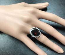 Load image into Gallery viewer, 11.05 Carats Impressive Red Garnet and Natural Diamond 14K White Gold Ring