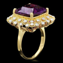 Load image into Gallery viewer, 10.00 Carats Natural Amethyst and Diamond 14K Solid Yellow Gold Ring