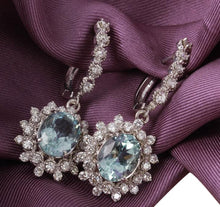 Load image into Gallery viewer, Exquisite 9.60 Carats Natural Aquamarine and Diamond 14K Solid White Gold Earrings