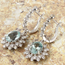 Load image into Gallery viewer, Exquisite 9.60 Carats Natural Aquamarine and Diamond 14K Solid White Gold Earrings