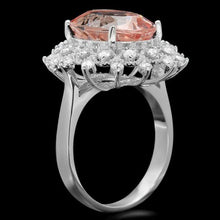 Load image into Gallery viewer, 6.60 Carats Natural Morganite and Diamond 14k Solid White Gold Ring