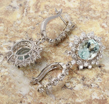 Load image into Gallery viewer, Exquisite 9.60 Carats Natural Aquamarine and Diamond 14K Solid White Gold Earrings