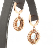 Load image into Gallery viewer, Exquisite 11.00 Carats Natural Aquamarine and Diamond 14K Solid Rose Gold Earrings