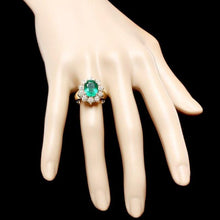 Load image into Gallery viewer, 5.60 Carats Natural Emerald &amp; Diamond 14k Solid Yellow Gold Ring