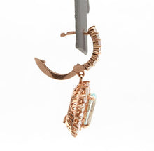 Load image into Gallery viewer, Exquisite 11.00 Carats Natural Aquamarine and Diamond 14K Solid Rose Gold Earrings