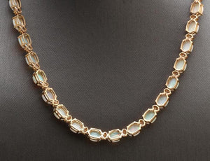 27.00Ct Natural Australian Opal 14K Solid Yellow Gold Necklace