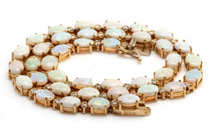 27.00Ct Natural Australian Opal 14K Solid Yellow Gold Necklace