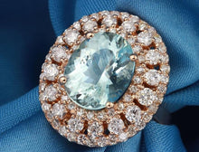 Load image into Gallery viewer, 5.50 Carats Natural Aquamarine and Diamond 14K Solid Rose Gold Ring
