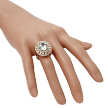 Load image into Gallery viewer, 5.50 Carats Natural Aquamarine and Diamond 14K Solid Rose Gold Ring