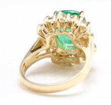 Load image into Gallery viewer, 4.50 Carats Natural Emerald and Diamond 14K Solid Yellow Gold Ring