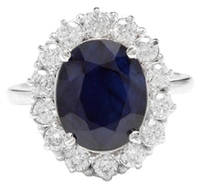 Load image into Gallery viewer, 8.65 Carats Exquisite Natural Blue Sapphire and Diamond 14K Solid White Gold Ring