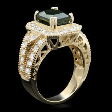 Load image into Gallery viewer, 4.00 Carats Natural Tourmaline and Diamond 14k Solid Yellow Gold Ring