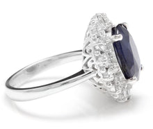 Load image into Gallery viewer, 8.65 Carats Exquisite Natural Blue Sapphire and Diamond 14K Solid White Gold Ring
