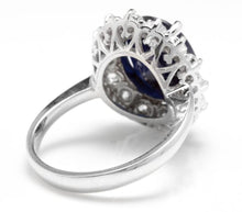 Load image into Gallery viewer, 8.65 Carats Exquisite Natural Blue Sapphire and Diamond 14K Solid White Gold Ring