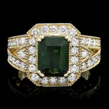Load image into Gallery viewer, 4.00 Carats Natural Tourmaline and Diamond 14k Solid Yellow Gold Ring