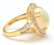 Load image into Gallery viewer, 6.30 Carats Natural Impressive Ethiopian Opal and Diamond 14K Solid Yellow Gold Ring
