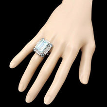 Load image into Gallery viewer, 17.00 Carats Natural Aquamarine and Diamond 14K Solid White Gold Ring