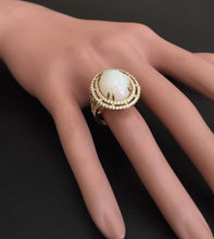 Load image into Gallery viewer, 6.30 Carats Natural Impressive Ethiopian Opal and Diamond 14K Solid Yellow Gold Ring