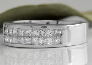 Estate 1.20Ct Natural VS1 Diamond 14K Solid White Gold Unisex Ring