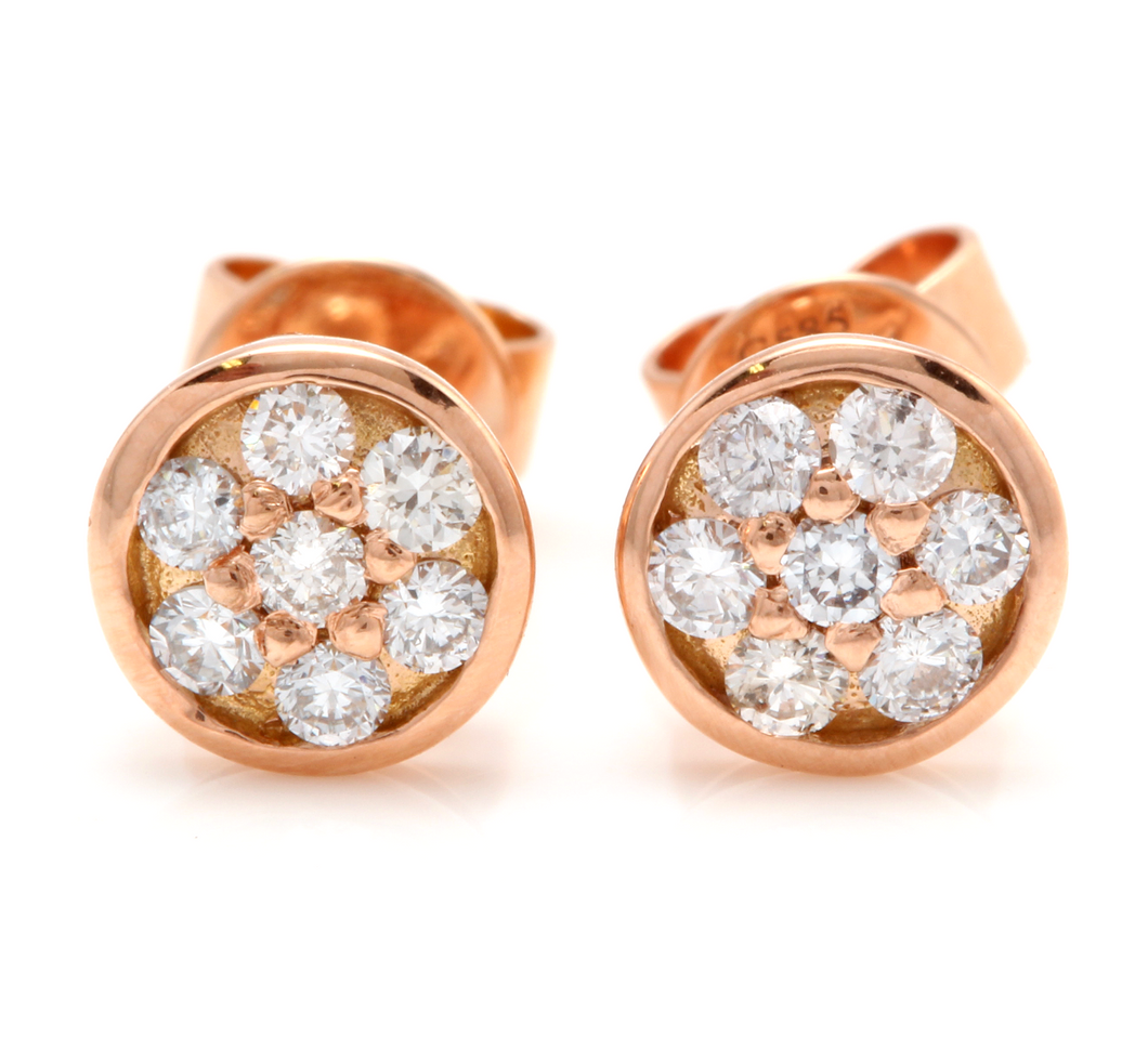 Exquisite 0.25 Carat Natural Diamond 14K Solid Rose Gold Earrings