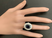 Load image into Gallery viewer, 7.40ct Natural Blue Sapphire &amp; Diamond 14k Solid White Gold Ring