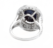 Load image into Gallery viewer, 7.40ct Natural Blue Sapphire &amp; Diamond 14k Solid White Gold Ring