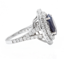 Load image into Gallery viewer, 7.40ct Natural Blue Sapphire &amp; Diamond 14k Solid White Gold Ring