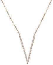 Load image into Gallery viewer, 0.45Ct Stunning 14K Solid Rose Gold Diamond &quot;V&quot; Necklace